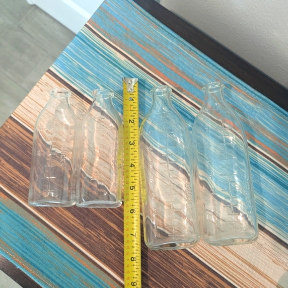 Antique "Fire King", Set Of 4 Glass Baby Bottle 8oz And 4oz - Picture 5 of 5